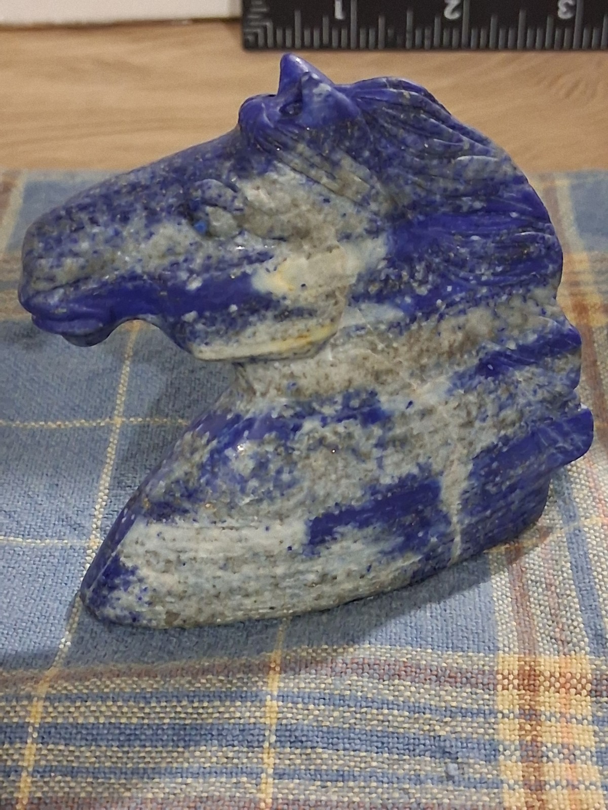 Natural Lapis Lazuli Hand- Carved Horse Head Figurine 3\
