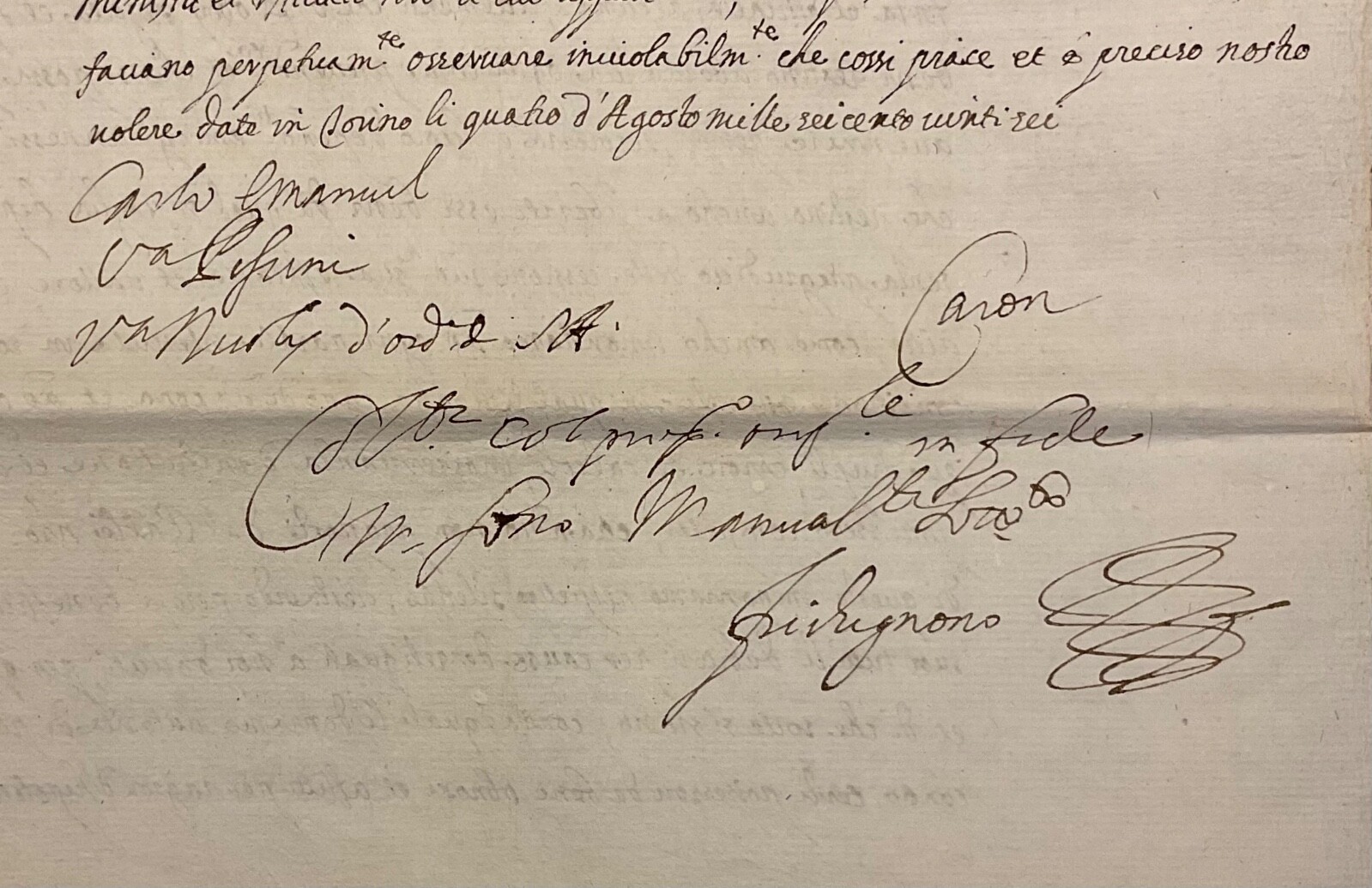 CARLO EMANUELE I° DUKE OF SAVOY PRINCE OF PIEDMONT AUTOGRAPH DOCUMENT 1626