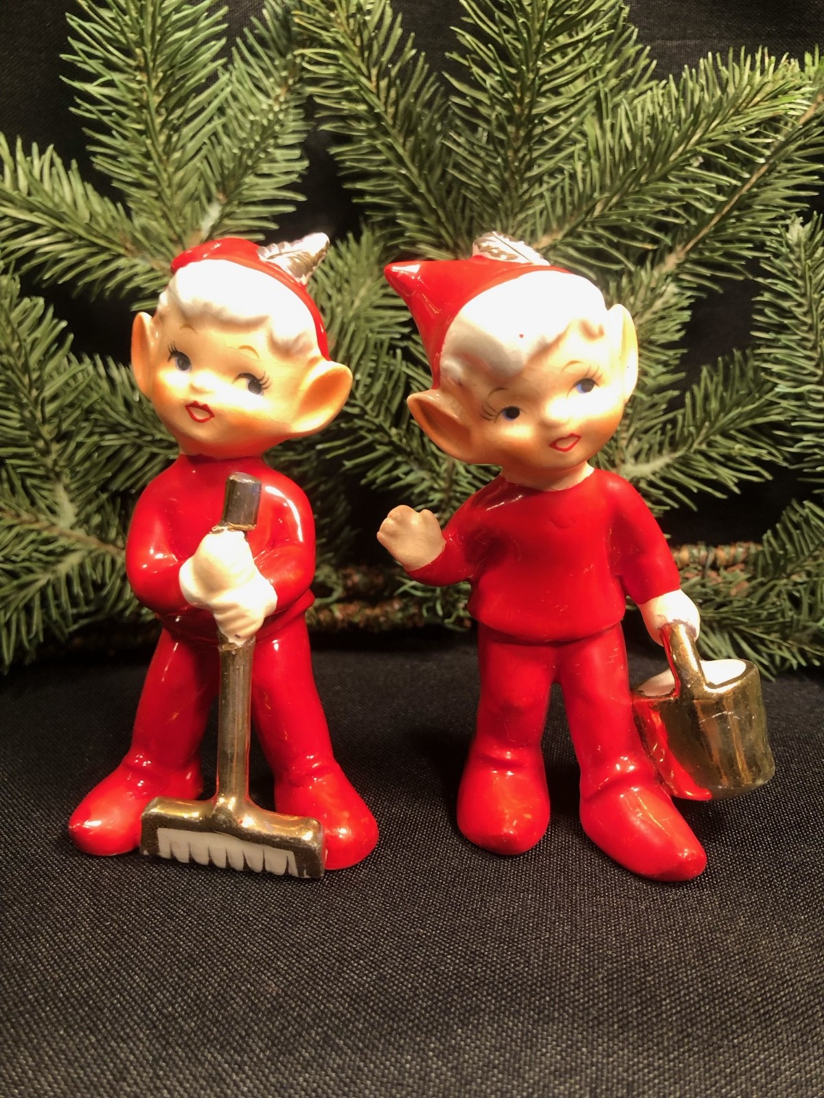 Vintage Christmas~ Lefton Pixie Elf Figurines~ 1950-1960’s~Ceramic Pixie~ Japan