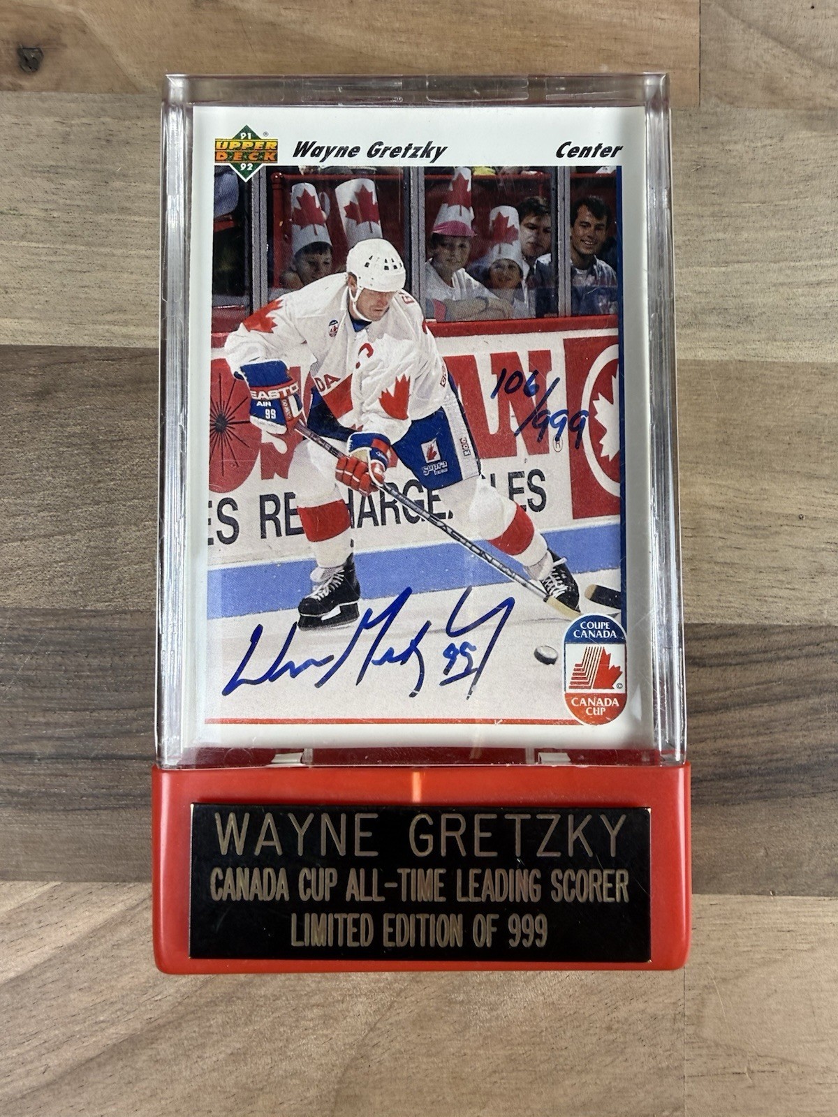 Wayne Gretzky Canada Cup Autographed Upper Deck 106/999 In Holder