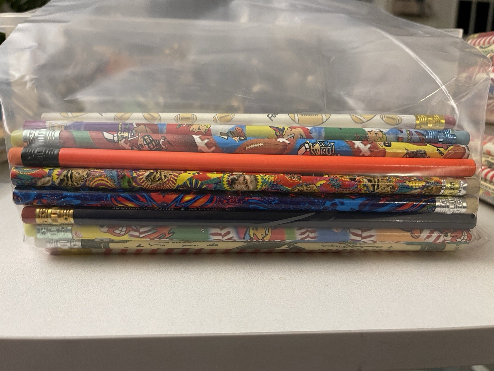 50 Unused Vtg Novelty Pencils  various colors & themes Teachers/Students Prizes