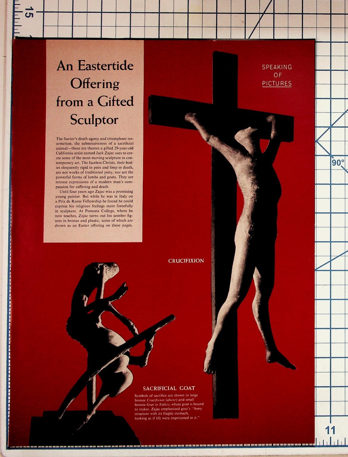 1958 Jack Zajac Eastertide Sculptures Vintage Magazine Article Print Ad Art
