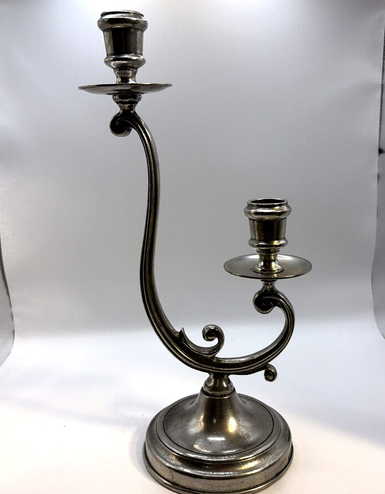 Vintage Handmade  Arte Italica 2 Arm Pewter Medium Candlabra Italian Elegant