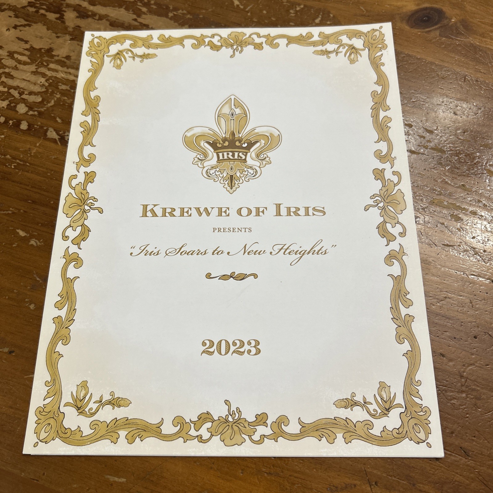 2023 Krewe of Iris Ball Program- Mardi Gras Krewe Favor