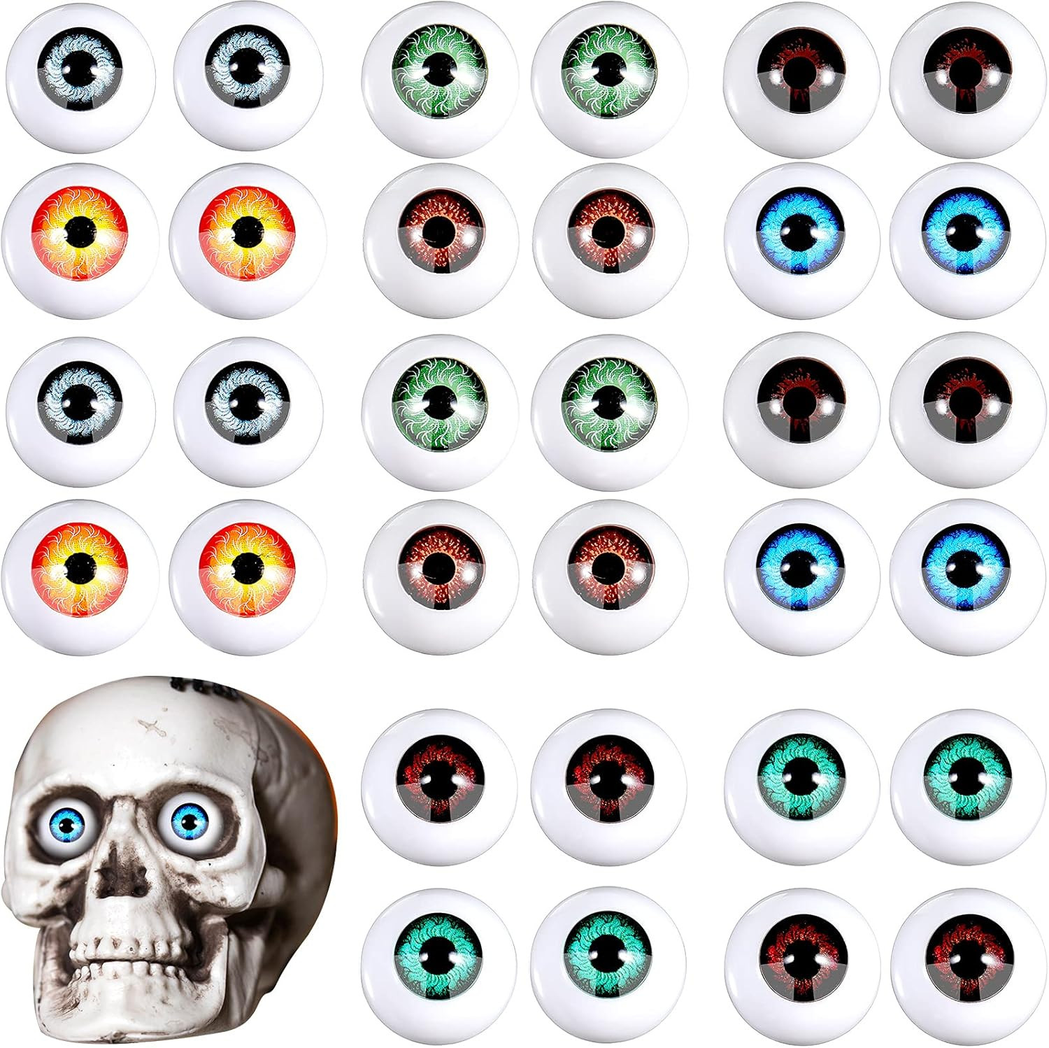 32 Pieces Halloween Eyeballs Plastic Half Eyeballs Spooky Scary Horror Props for 32 Pieces Halloween Eyeballs Plastic Half Eyeballs Spooky Scary Horror Props for