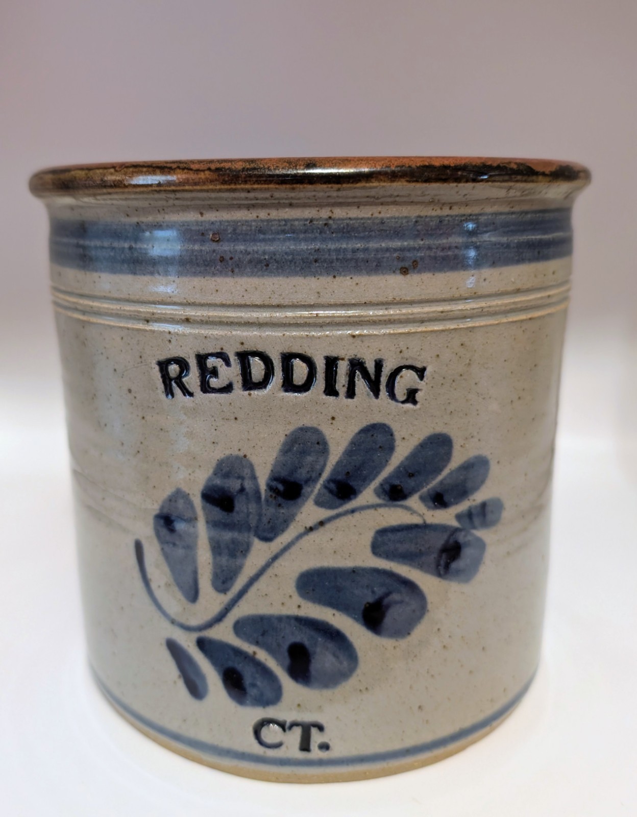 Vintage Mark Essig Pottery Crock Redding, Connecticut Salt Glazed Folk Art 5/92