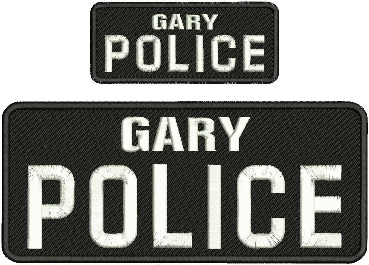 GARY POLICE  embroidery patch 4X10 2x5 hook on back LETTERS WHITE