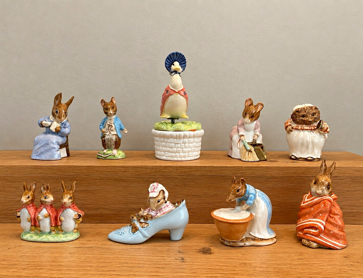Beatrix Potter Peter Rabbit 9 Pc Figurine Lot Beswick Royal Doulton Rare Gold