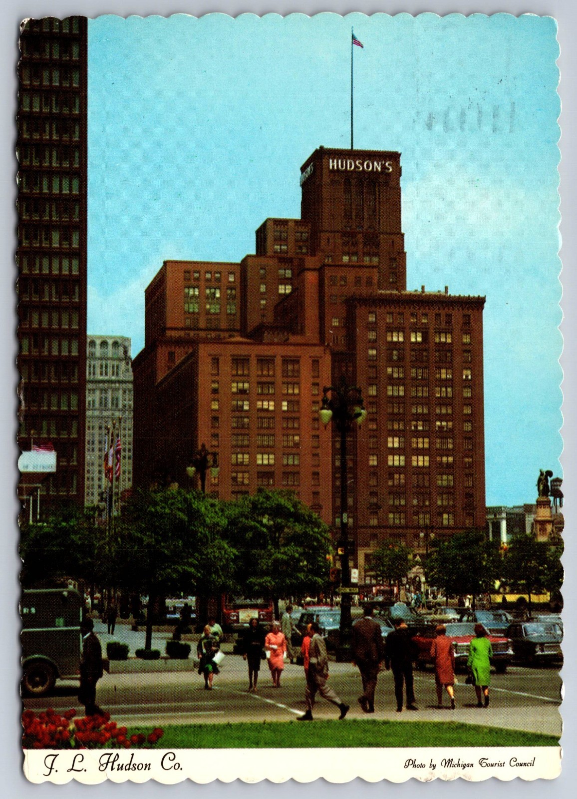 Detroit MI Michigan Famous J.L. Hudson Store c.1968 Postcard