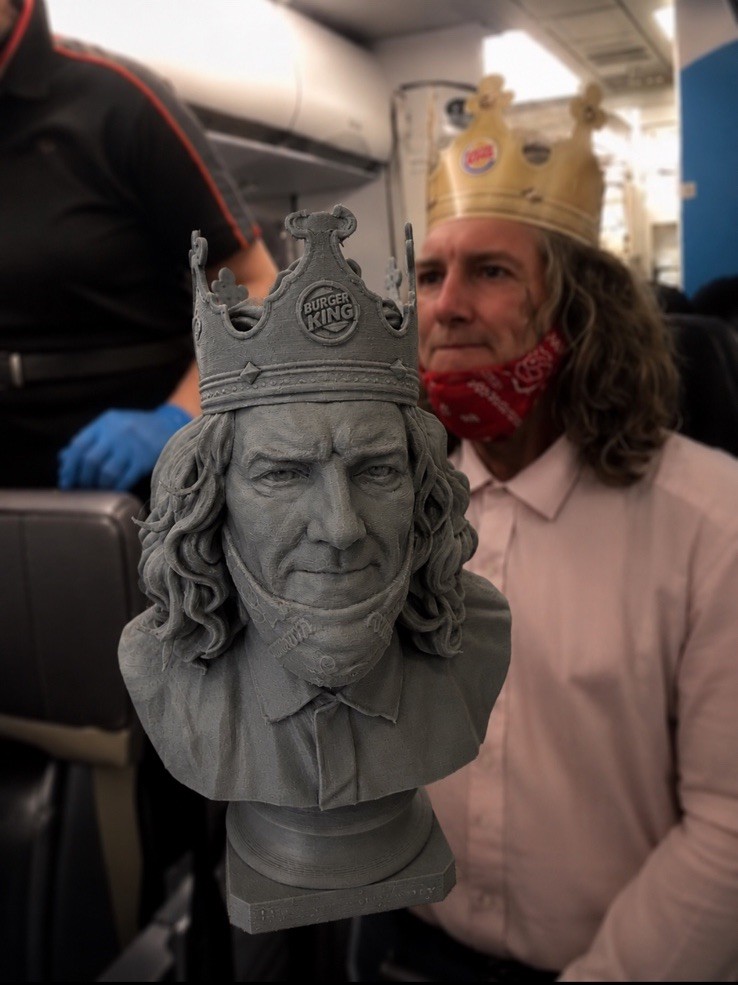 Burger King Guy Plane 3D Printed Advertising Sculpture, Gray, 7in Tall