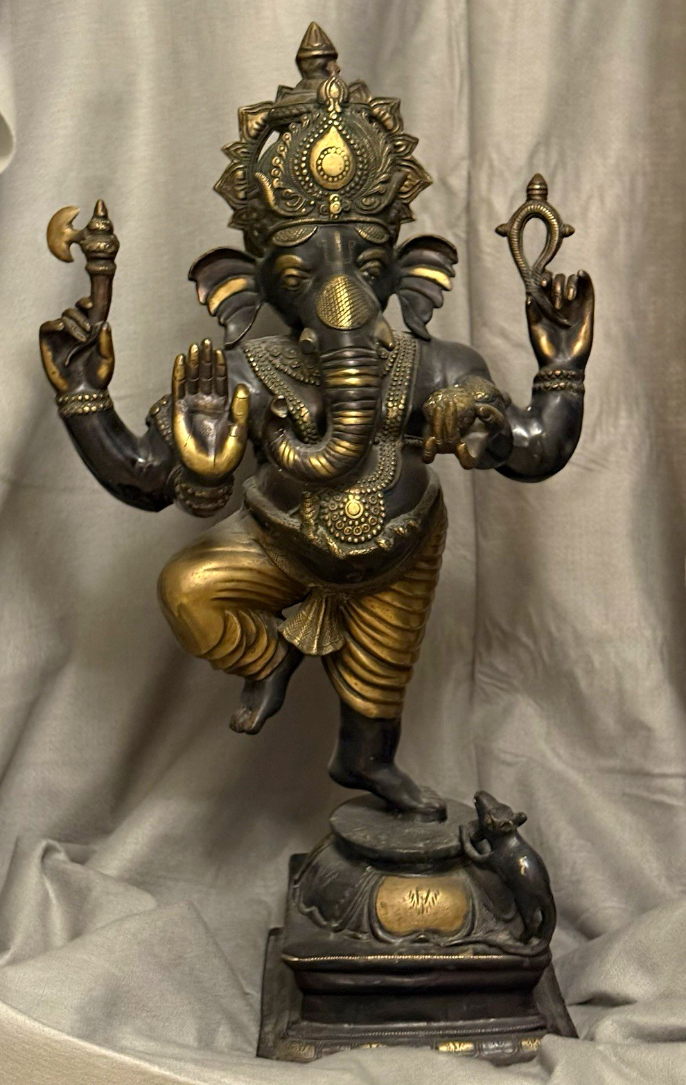 Metal Ganesha Dancing Hindu Statue Figure 35 inches tall