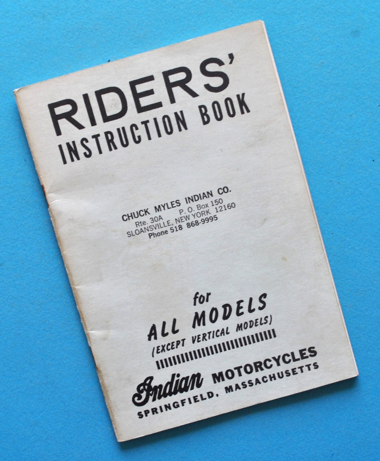 Vintage 1940\'s-1951 Indian Motorcycle Scout Chief 74 & 80 Rider Instruction Book