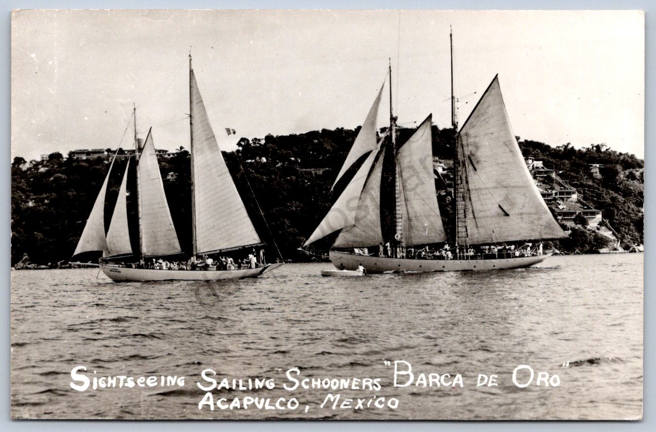 K42/ Acapulco Mexico RPPC Postcard Foreign c40s Sailing Schooners 160