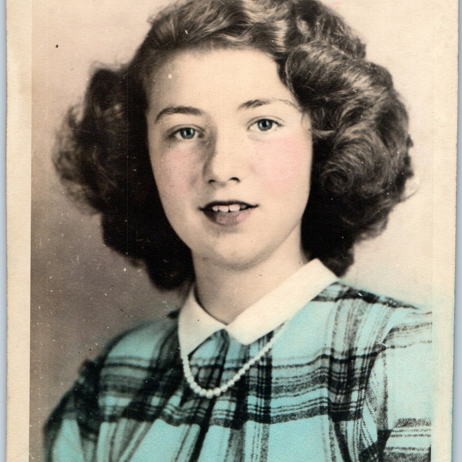 c1940s Cute Freshman Girl Hand Colored 7\