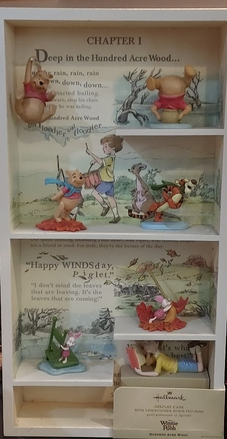 Vintage Winnie the Pooh Display Case with Christopher Robin
