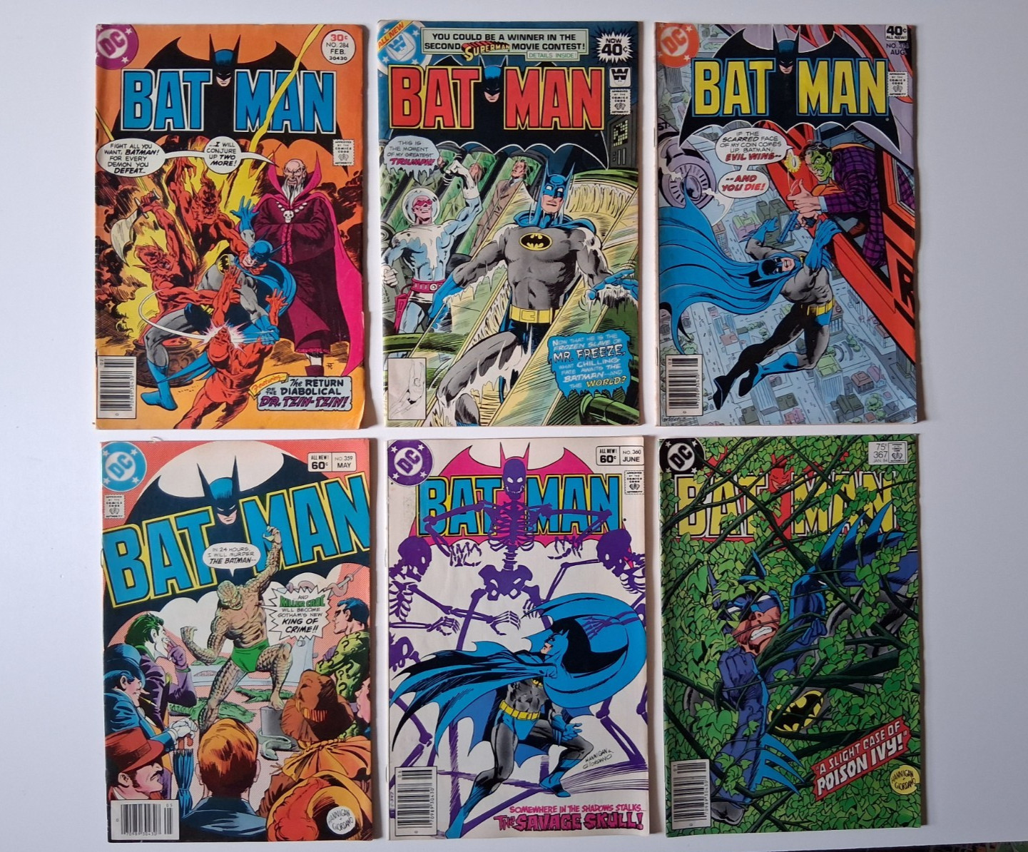 Batman bronze/copper age #284 308 314 359 360 367 Vg to FN/VF