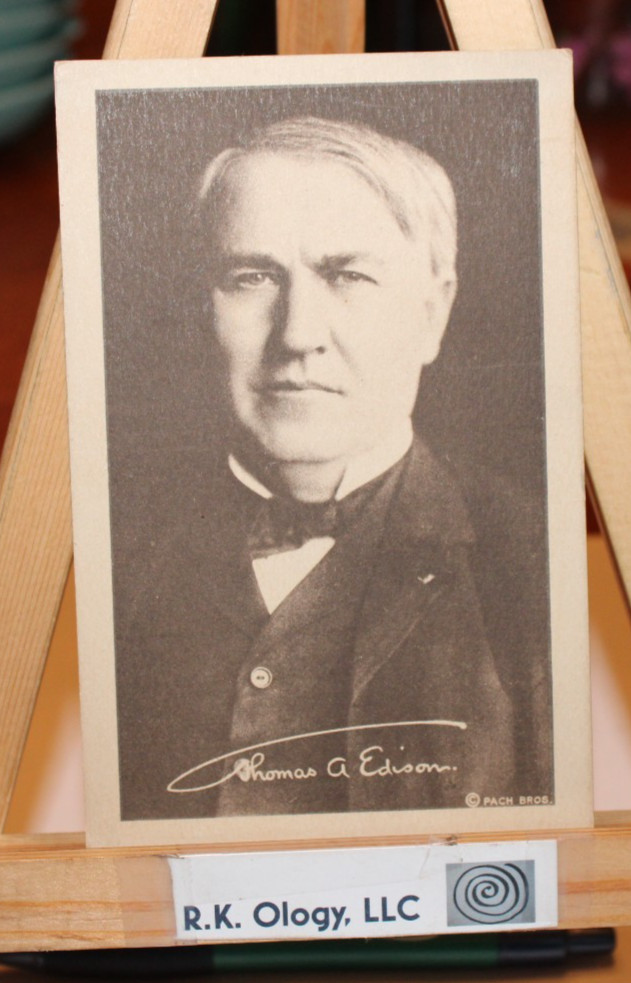 THOMAS A. EDISON ADVERTISING CARD FOR ~ PHONOGRAPH ~ YEAGER STORE ALLENTOWN PA