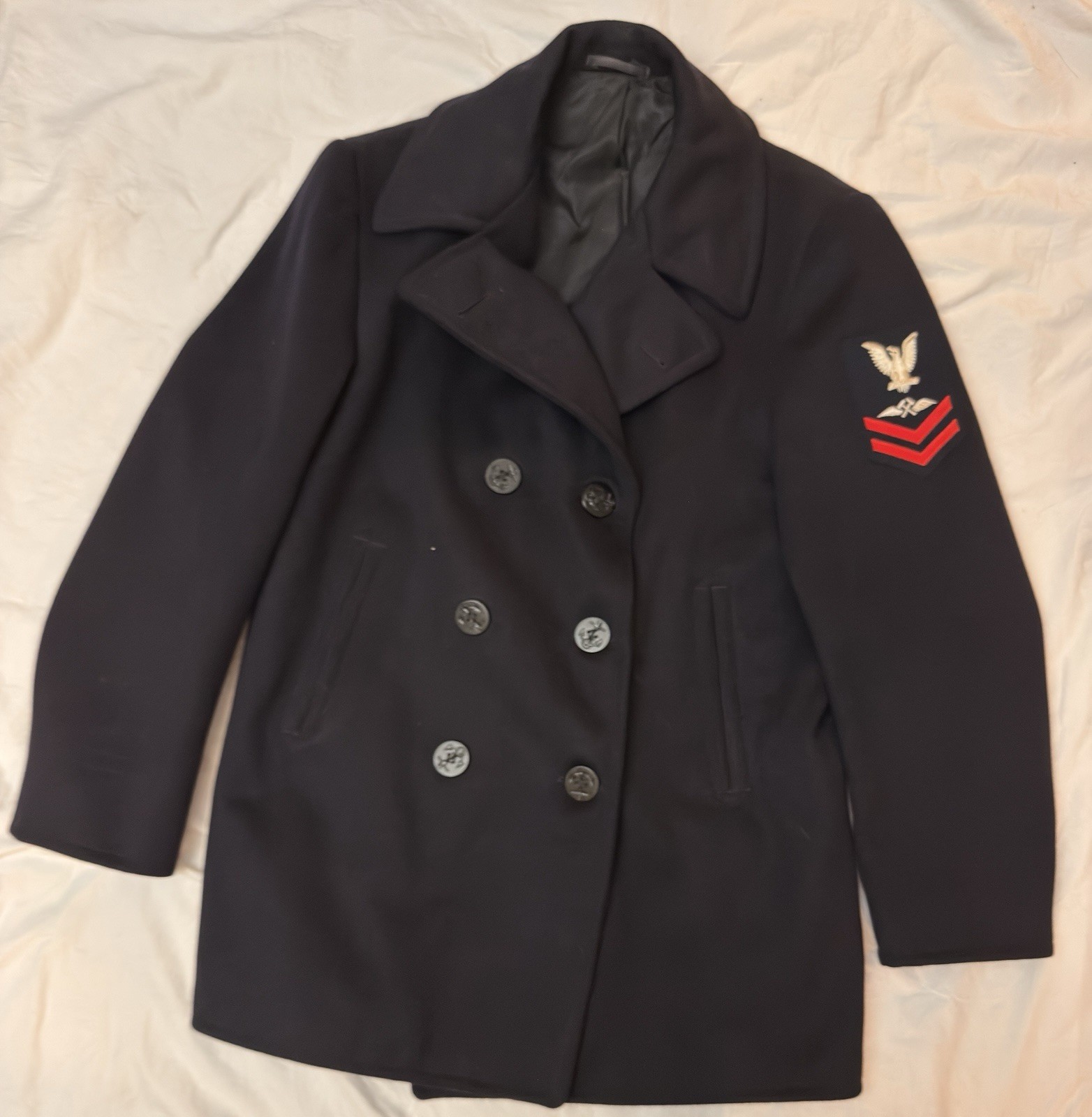 Vintage 1940s 1950s US Navy Peacoat Wool Naval Clothing Depot Size 42 WWII Era