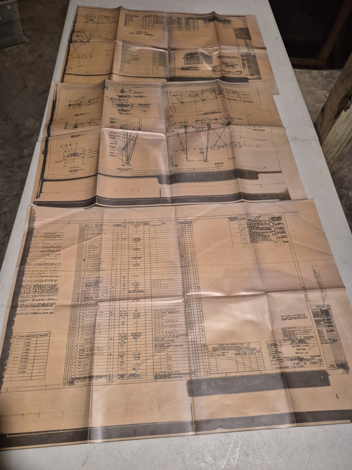 Vintage US Navy DE-1052 Knox Class Shafting & Lift Fittings Blueprint Lot