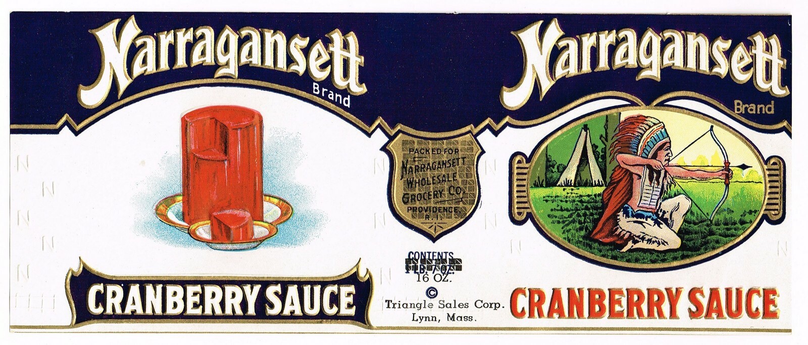 VINTAGE C1930S TIN CAN LABEL CRANBERRY LYNN PROVIDENCE INDIAN THANKSGIVING
