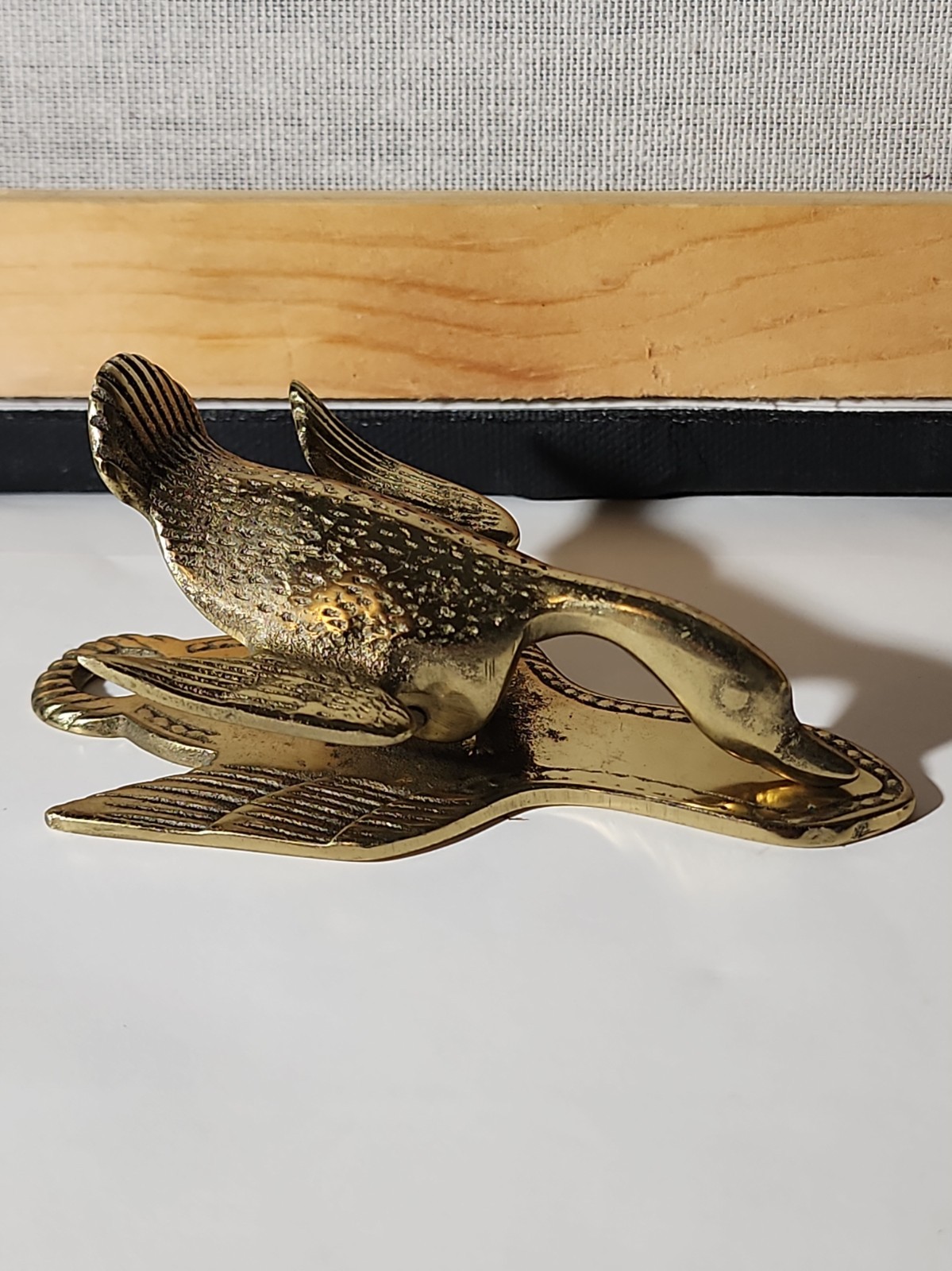 Vintage Virginia Metalcrafters Brass Goose Duck Paper Weight Clip Letter Holder