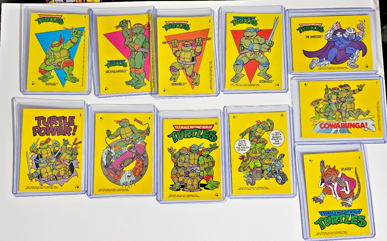 1989 TOPPS TEENAGE MUTANT NINJA TURTLES SERIES 1 STICKER SET (11)