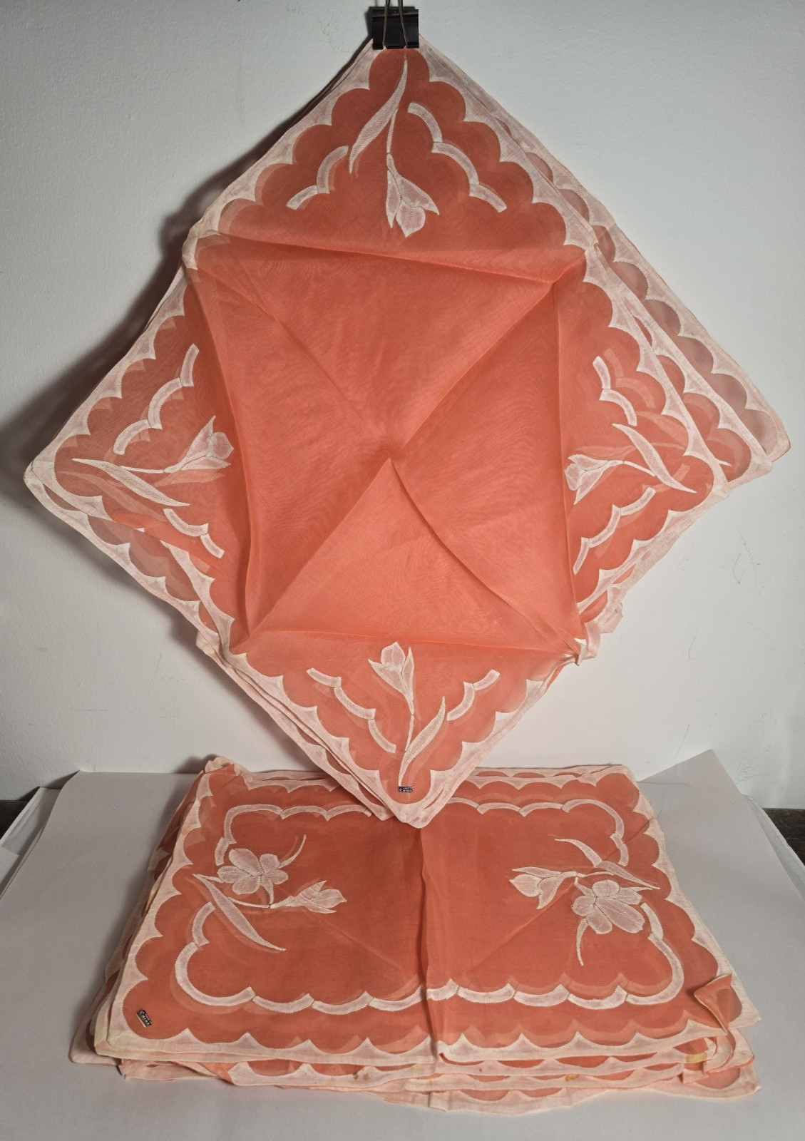MCM Chinese Hand Embroidered Placemats Napkins & Runner Set 17 pcs