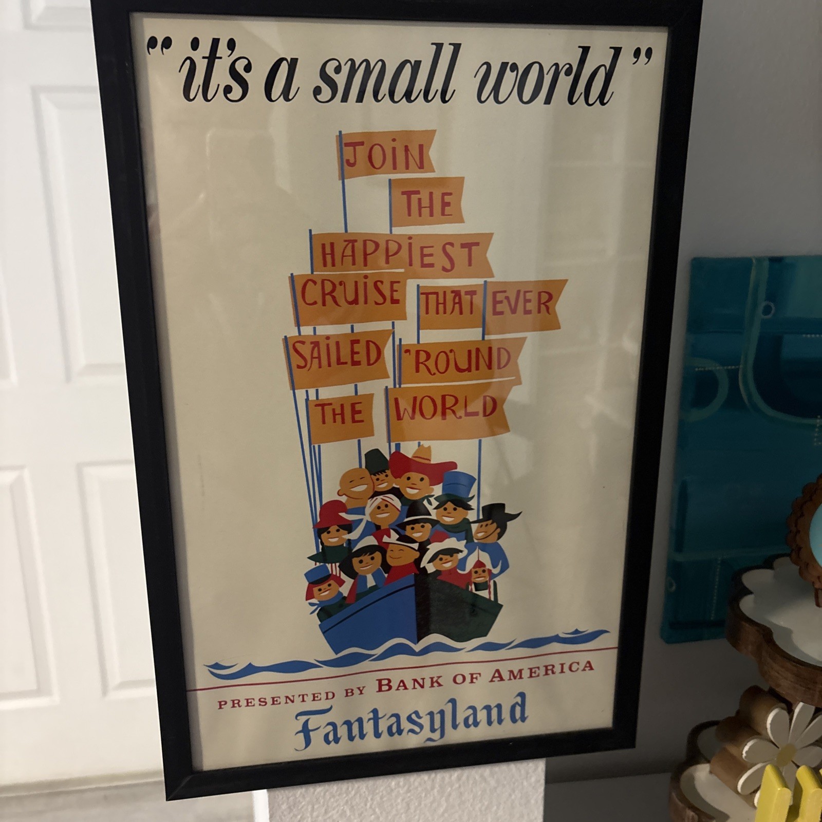 Disneyland Vintage 'It's a Small World' Promo Poster Fantasy Land, Framed 12x18