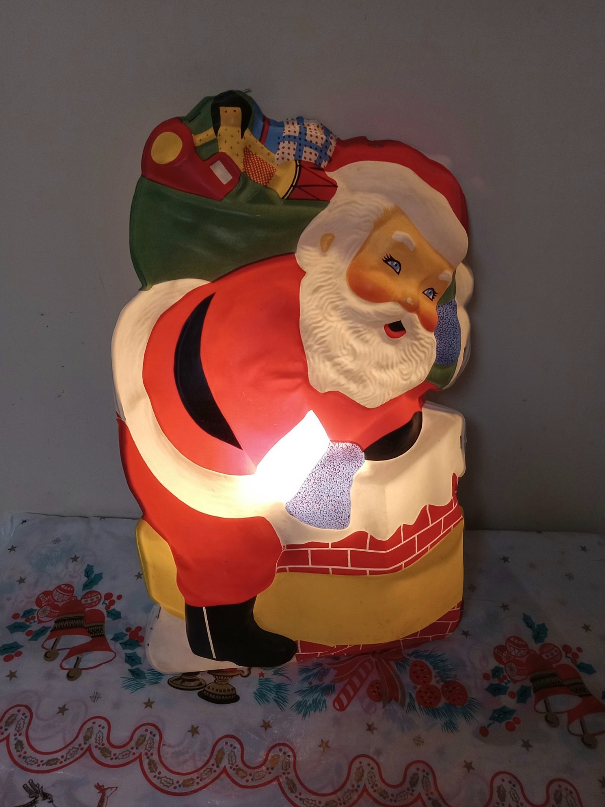 Vintage Santa Claus Chimney L.A. Goodman Flat Back Light Christmas Works 1950s 