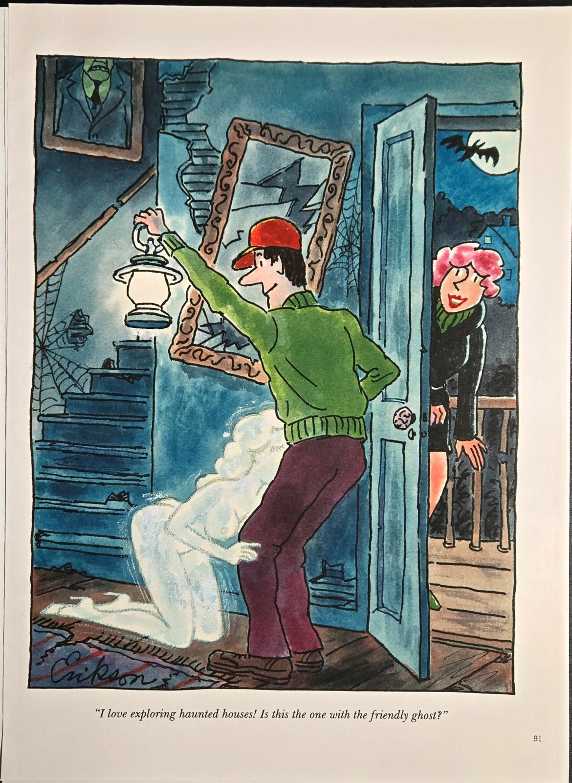 Alden Erikson Playboy Cartoon Illustration VTG Adult Humor Art Ghost Haunted