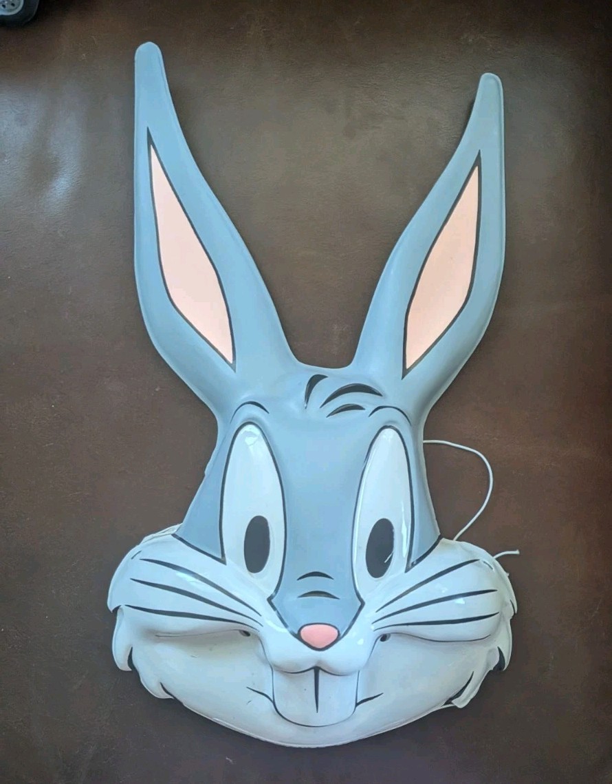 Vintage Bugs Bunny Halloween 1994 Costume Plastic Mask Vinyl Apron Werner Bros.