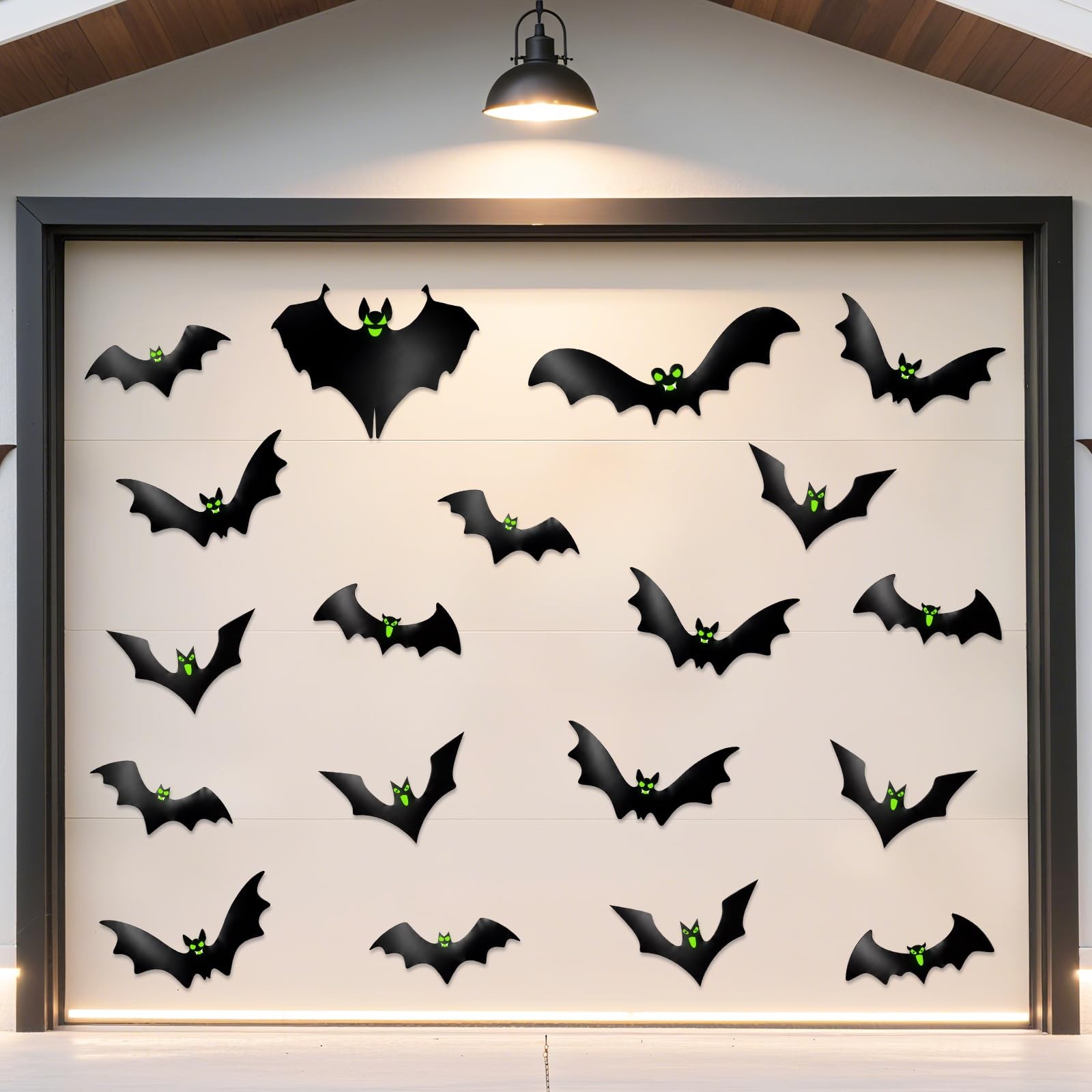 Halloween Garage Door Decorations Outdoor Magnetic Bats with Glowing Eyes