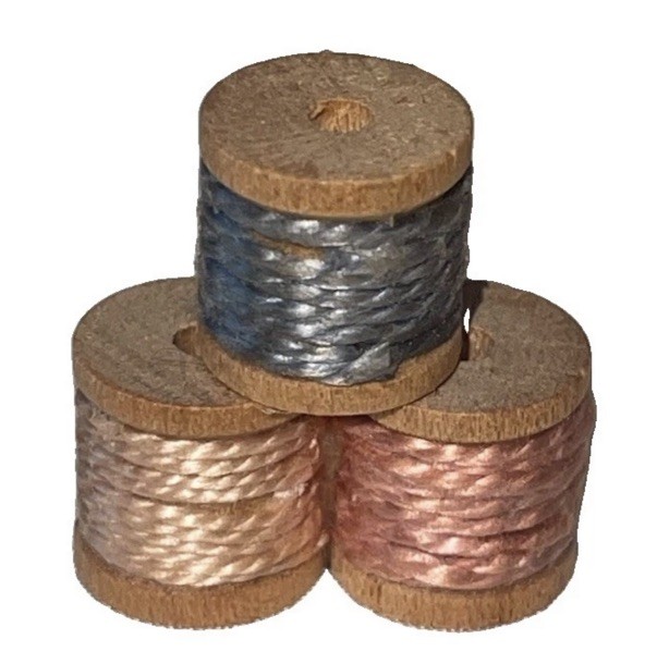 Fun Vintage Miniature Dollhouse Wood 3 Spools Thread Yarn Or Rope 