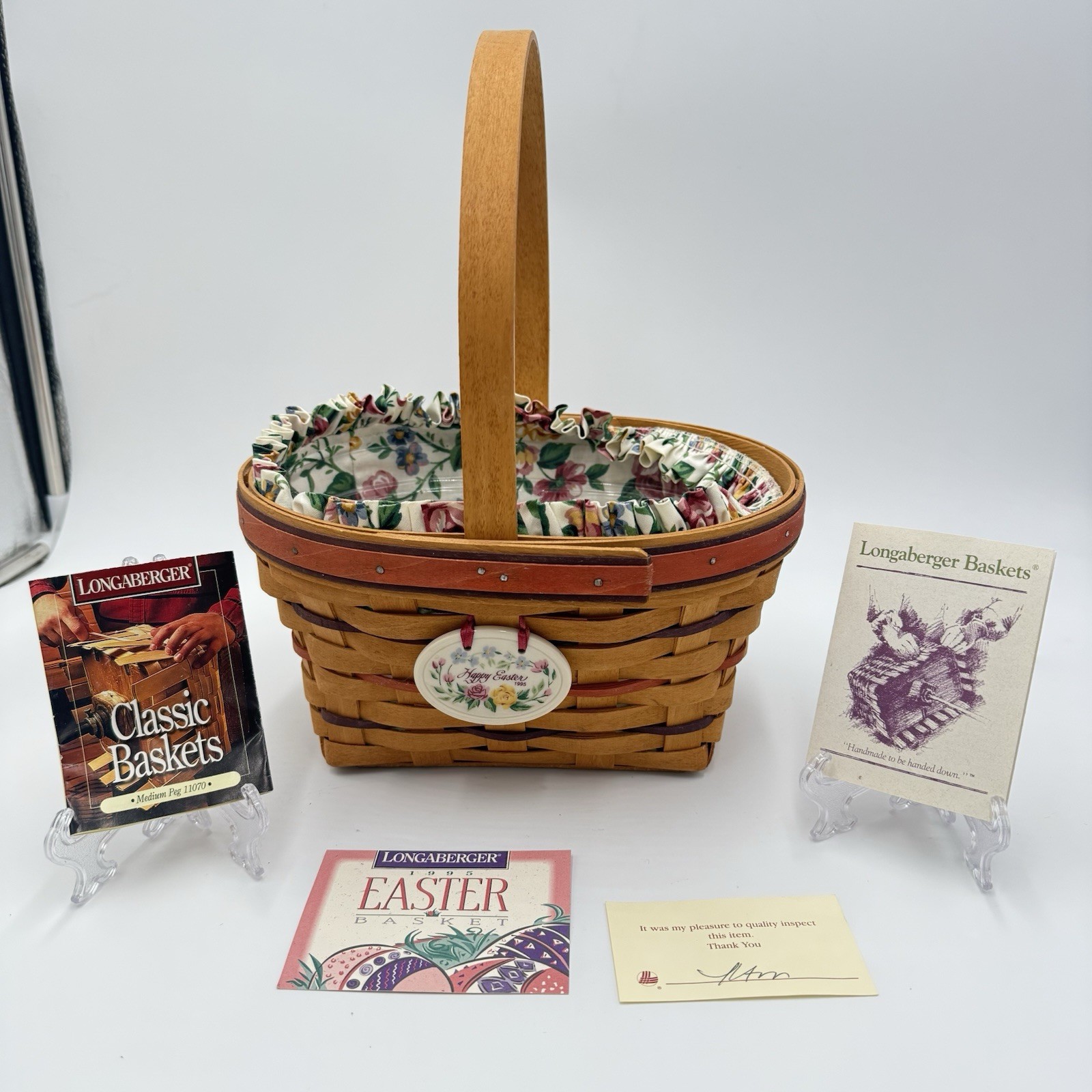 Vintage Longaberger 1995 Easter Basket w/Liner Protector 10”x 9\