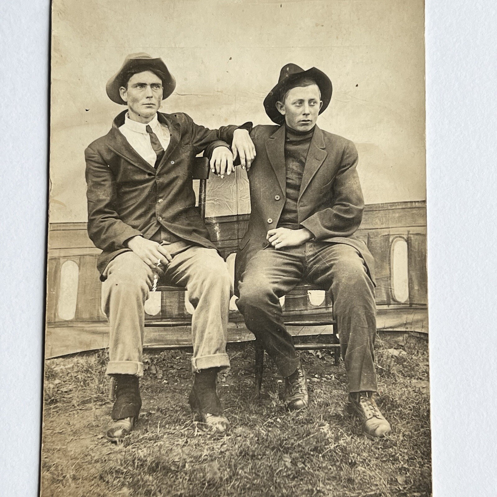 Antique RPPC Photograph Postcard Handsome Young Men Cowboy ID Bulger Rankin