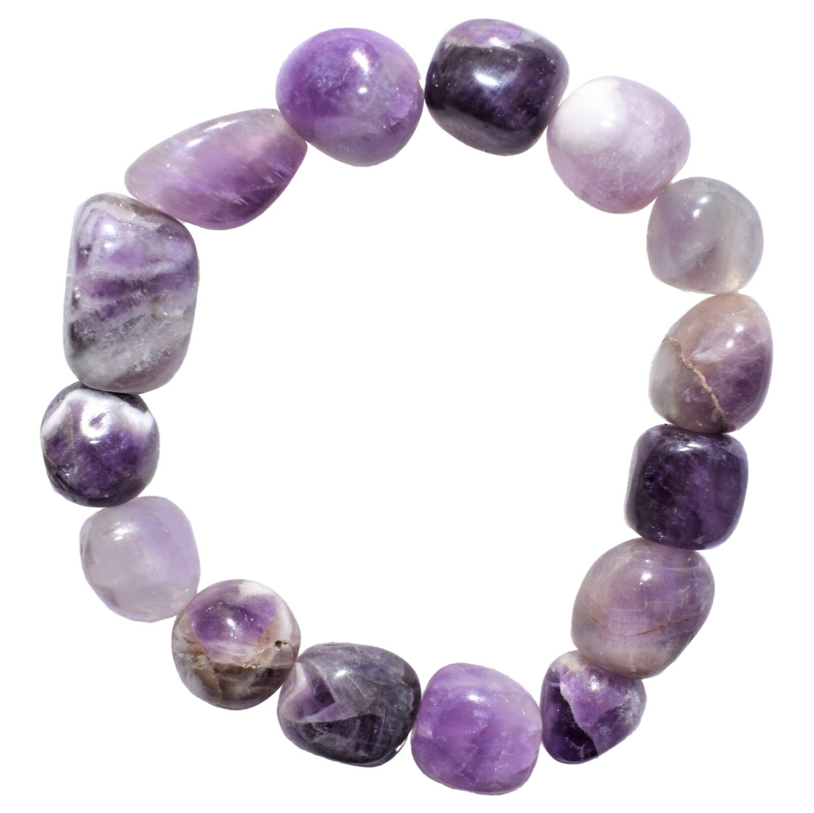 CHARGED Chevron Amethyst Crystal Nugget Stretchy Bracelet + Baby Selenite Heart