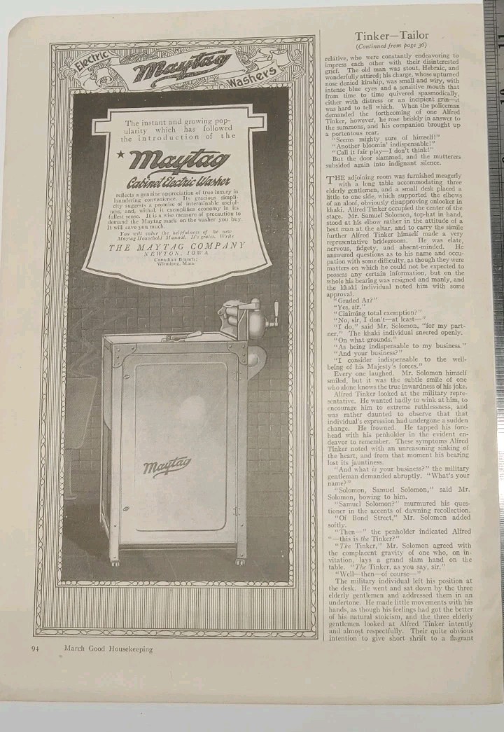 MAYTAG WASHING MACHINE NEWSPAPER Original Print AD 1926