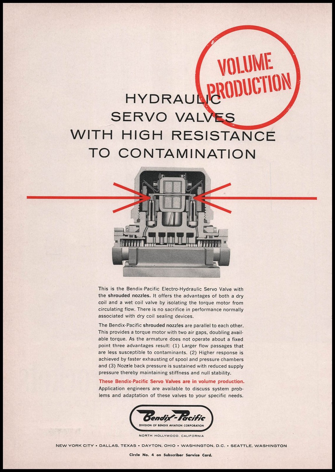 1959 Bendix Pacific North Hollywood California Hydraulic Servo Valves Print Ad