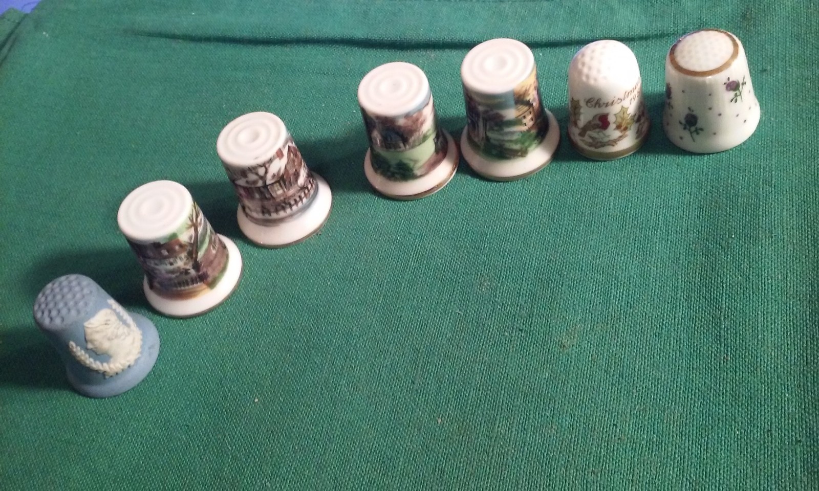Lot 7 Vintage most Japan Porcelain Hand Painted Scenes THIMBLES & One Wedgewood