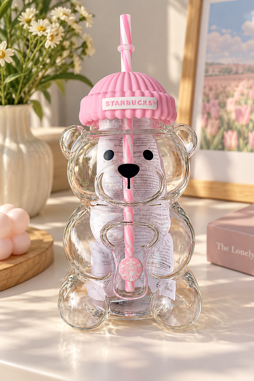 2026 NEW Starbucks Bear Bearista Cup All Pink with Straw New with Tags