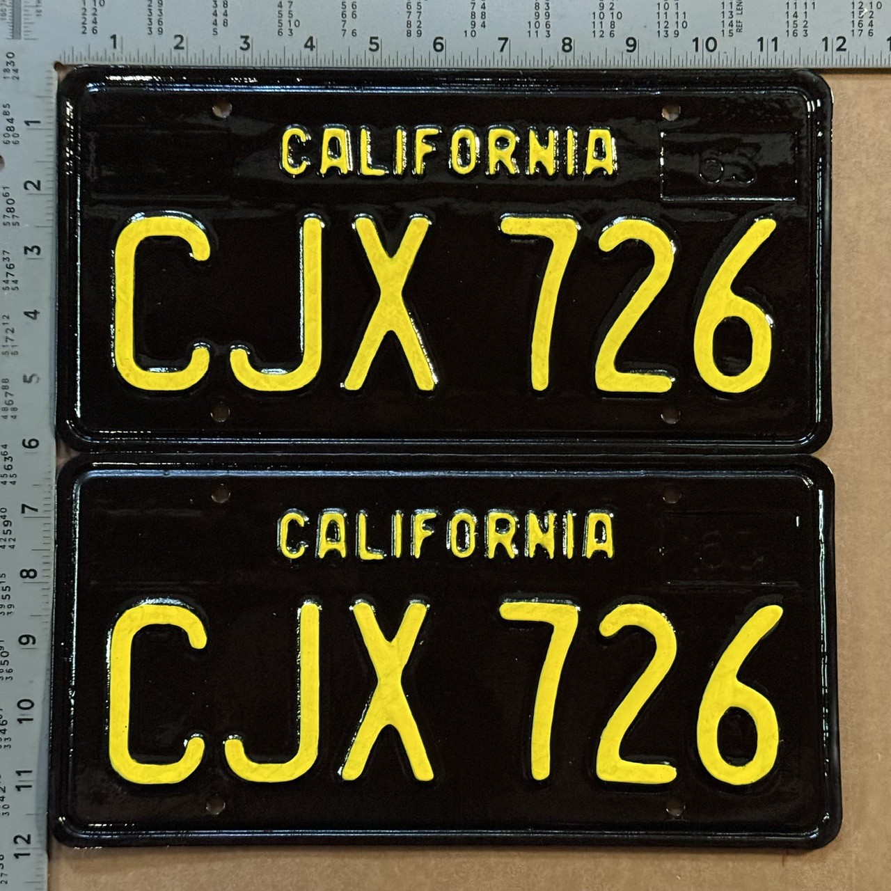 1963 California license plate pair CJX 726 YOM DMV HIGH QUALITY RESTORED 24269