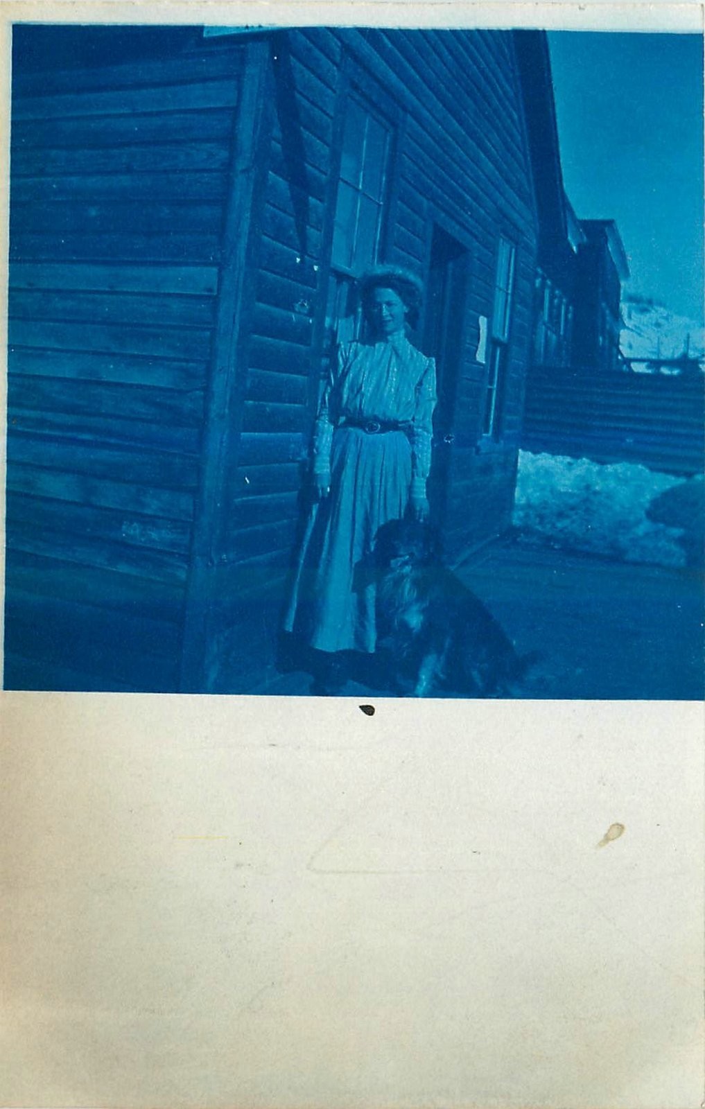 1910 Robinson Colorado Cyanotype Woman Log Cabin DPO #5 RPPC Postcard 26-1152