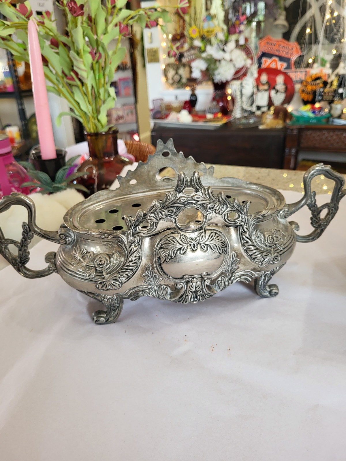 Godinger Art Nouveau Silver Co Silver Plate Ornate Jardinière with Liner Basket