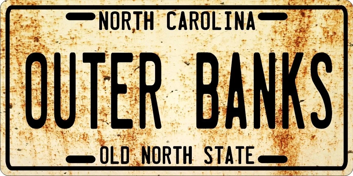 Outer Banks North Carolina 1960's Style Weathered License Plate
