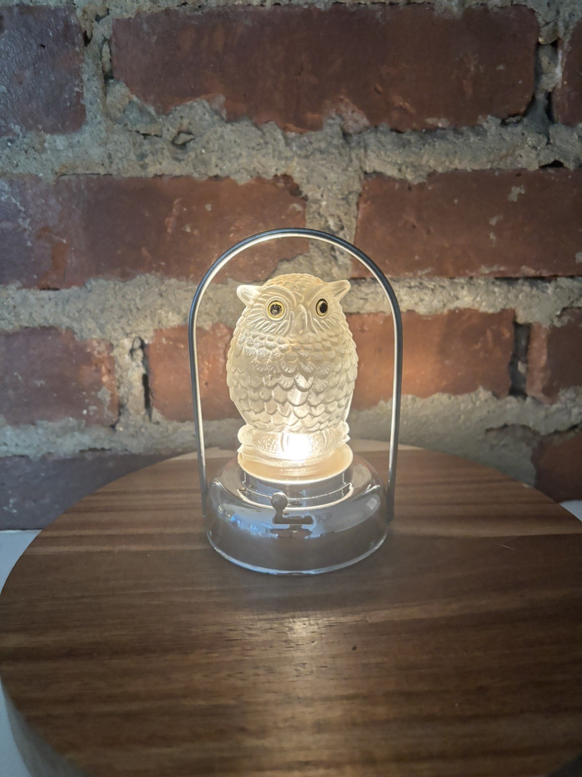 Vintage FROSTED GLASS OWL Lantern Battery Op NIGHT LIGHT by Pifco