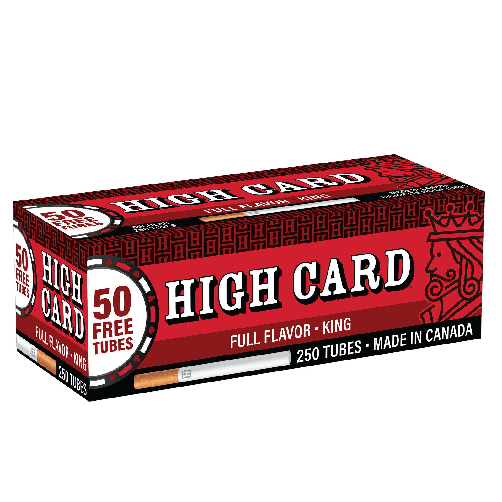 HIGH CARD Full Flavor Cigarette Tubes - King Size Filter Tubes (1 Box of 250)
