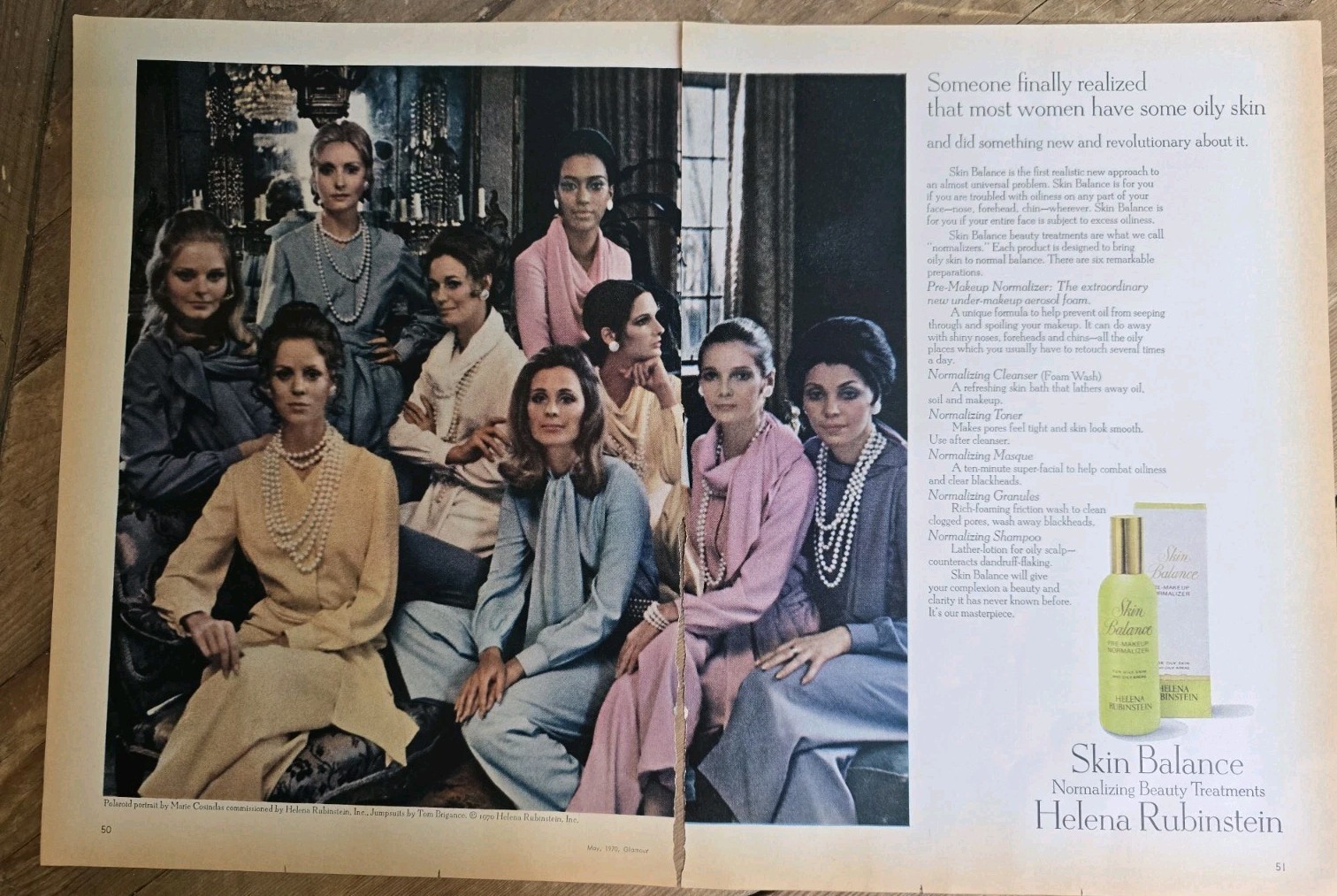 1970 Helena Rubinstein Skin Balance Cosmetic Cosindas Portrait Vintage Ad