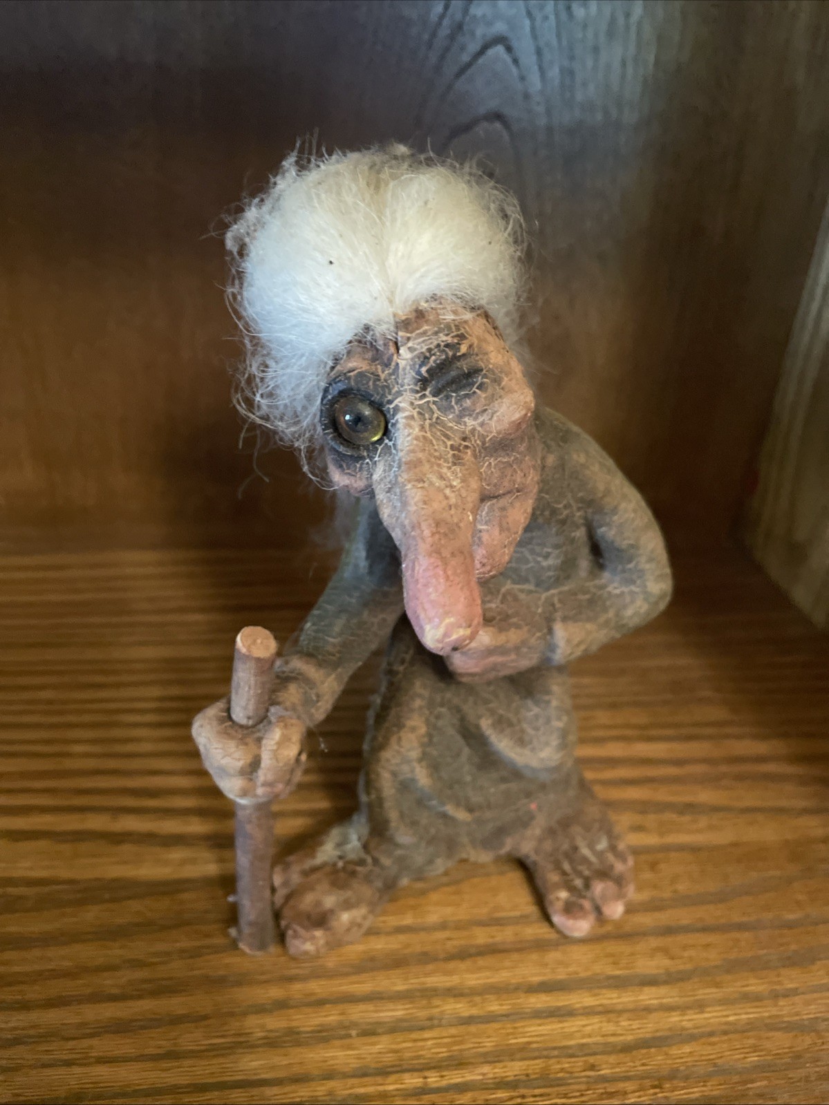 Vtg NyForm Troll Witch Hag with Cane One Eye Winking