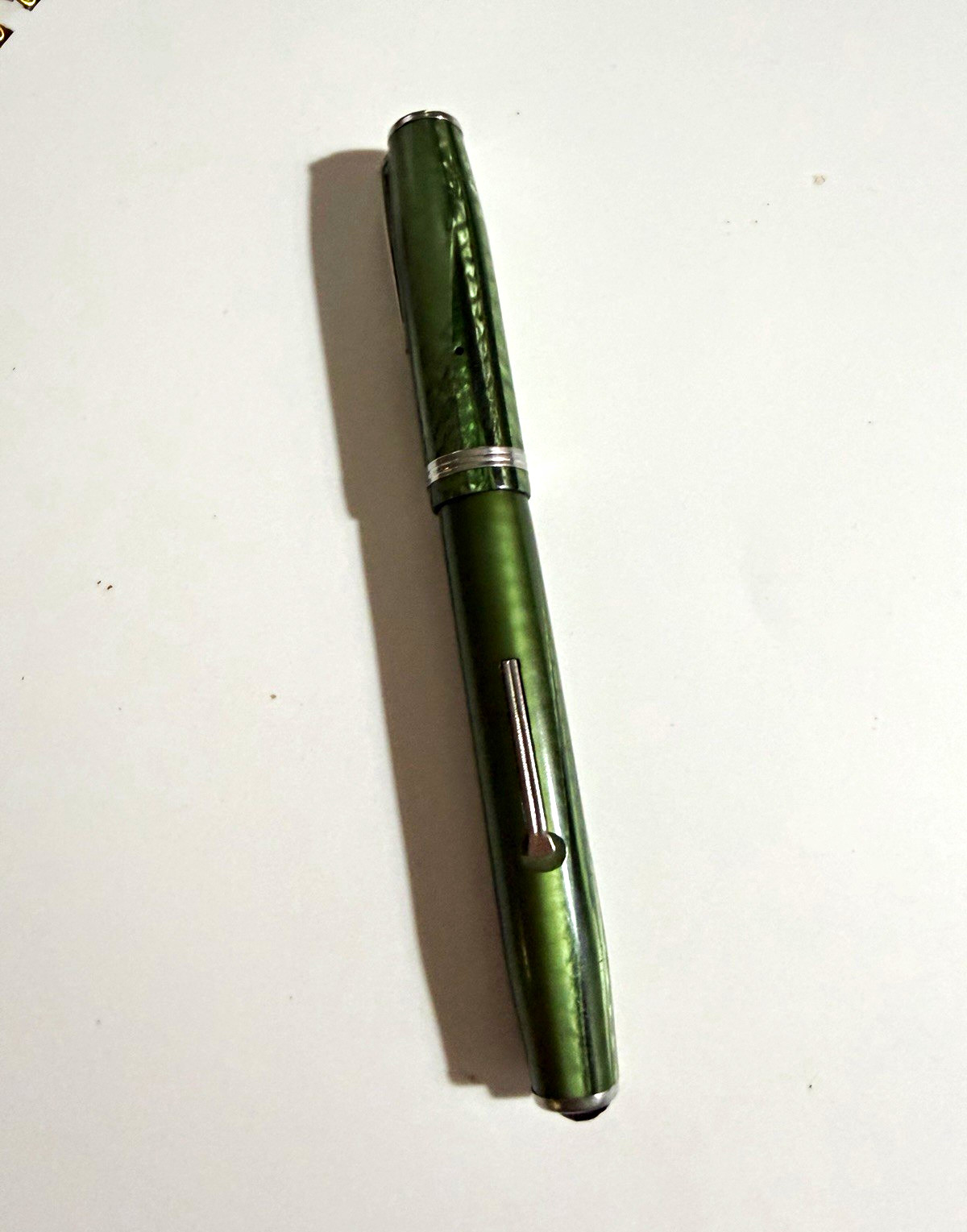 Vintage Esterbrook J Green Pearl Lever Fountain Pen 9556 Nib Damaged Jewels
