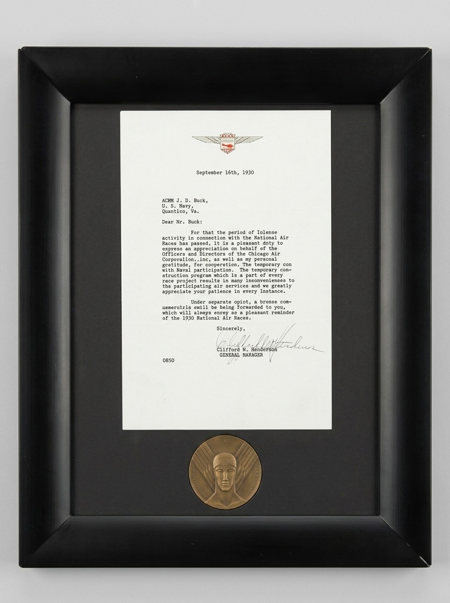 1930 National Air Races Medal Presentation Set Cliff Henderson Signed Letter